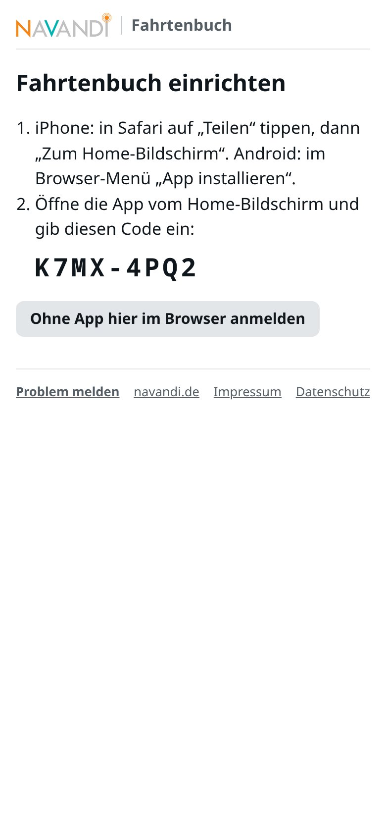 Einladung im Browser
