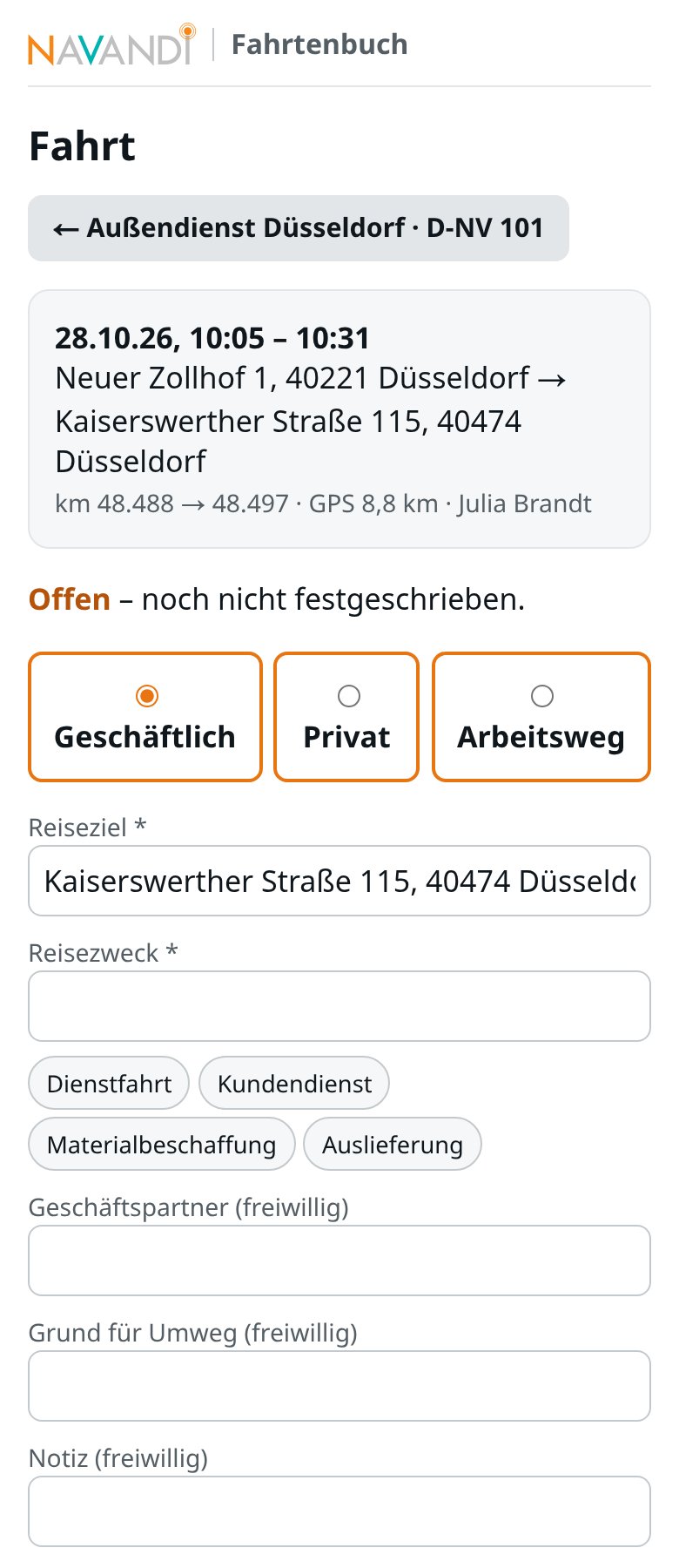 Offene Fahrt