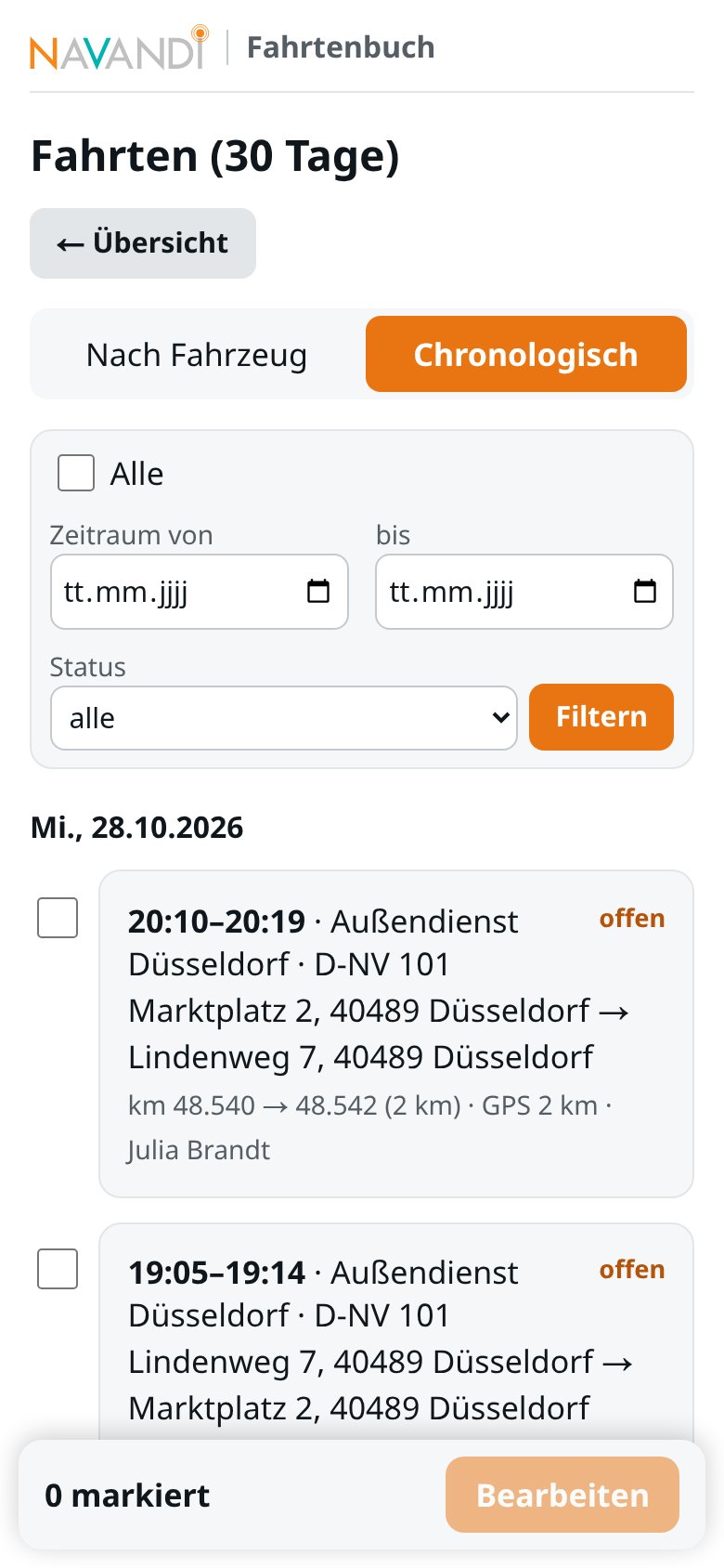 Fahrten chronologisch