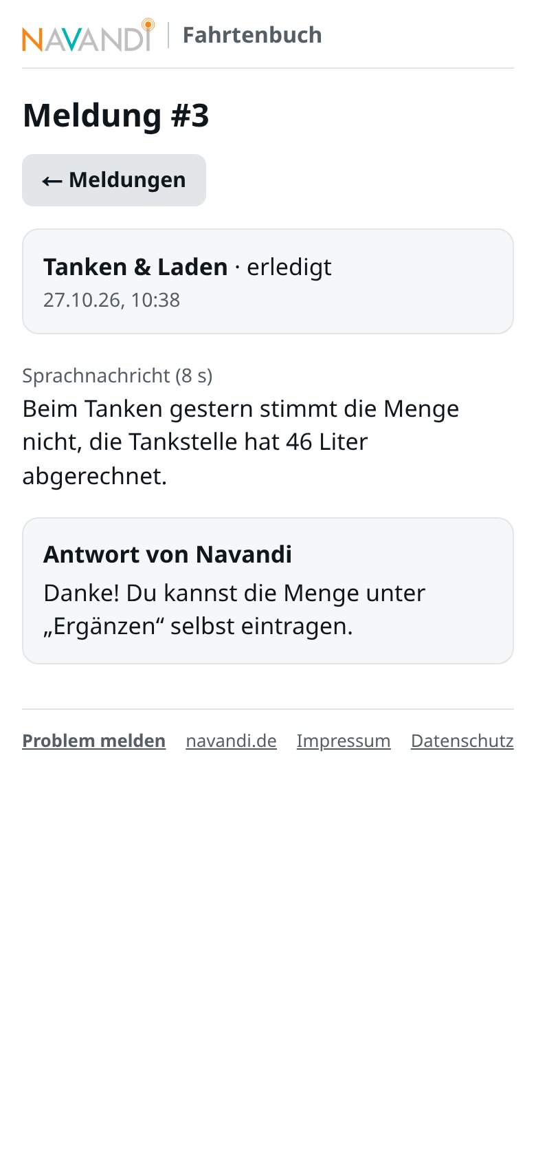 Meldung mit Antwort