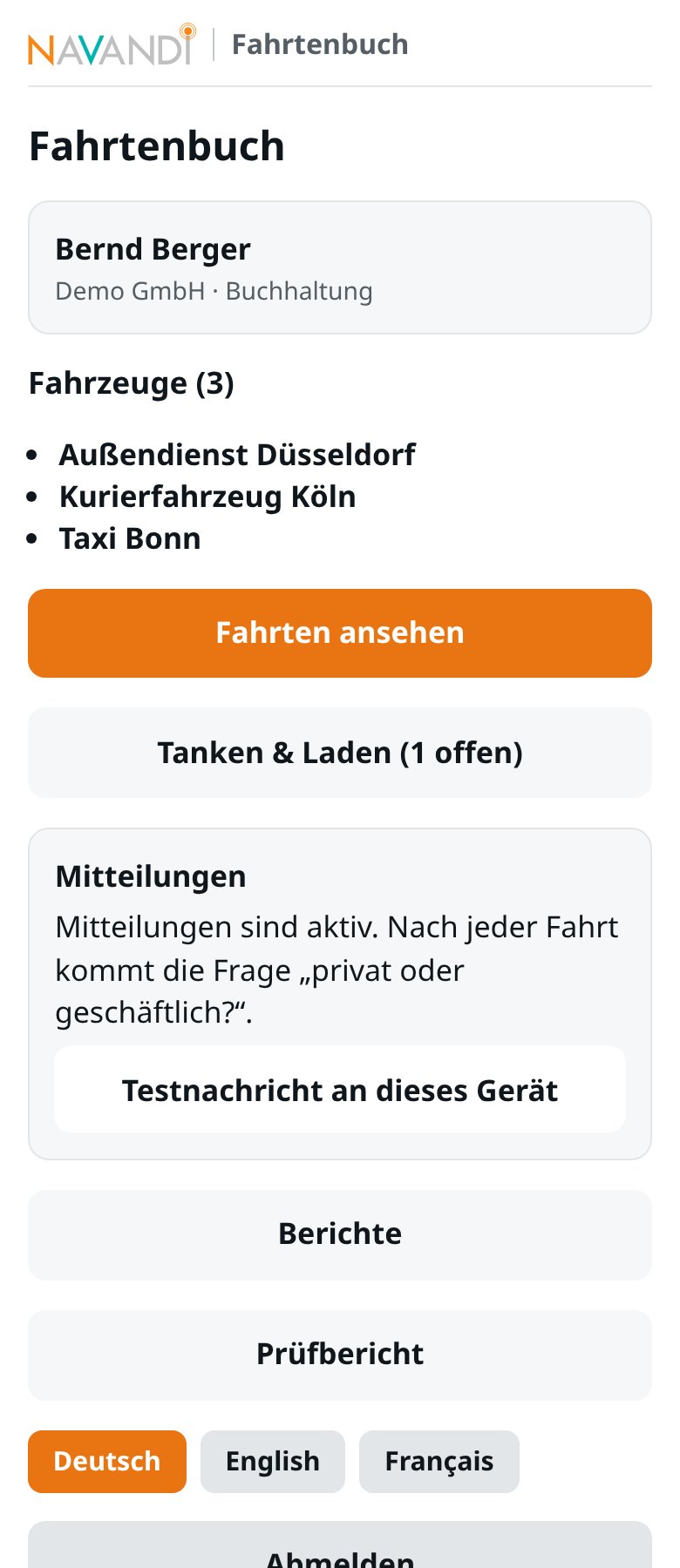 Startseite der Buchhaltung