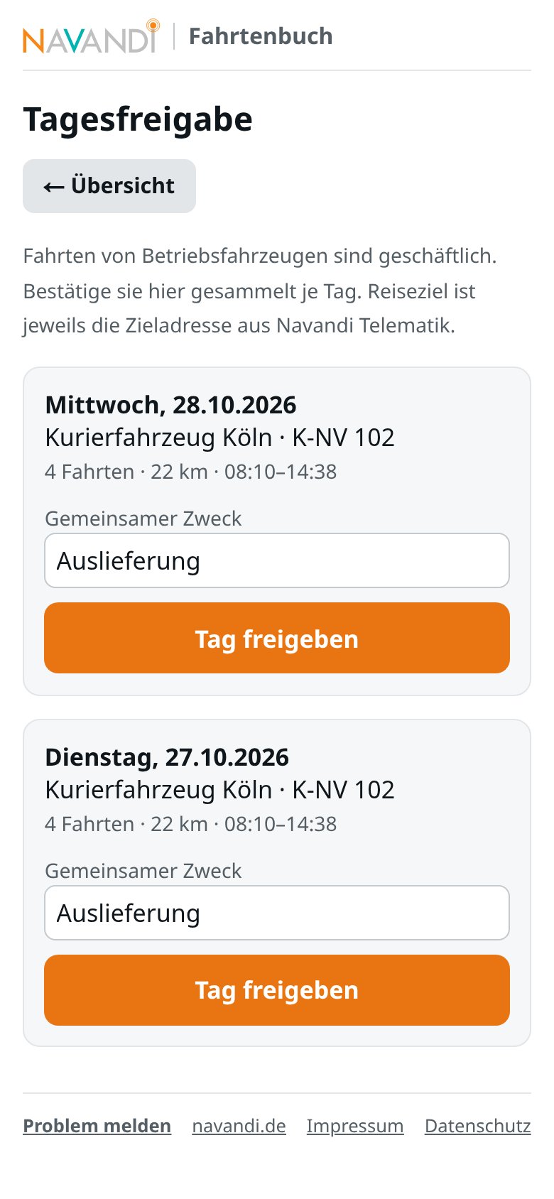 Tagesfreigabe