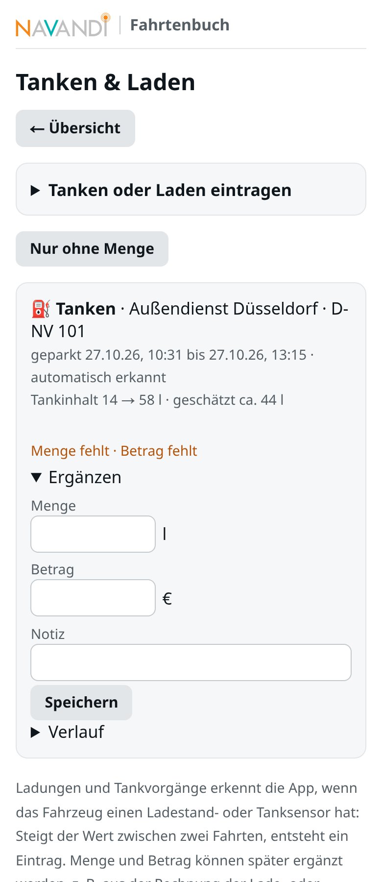 Tanken und Laden