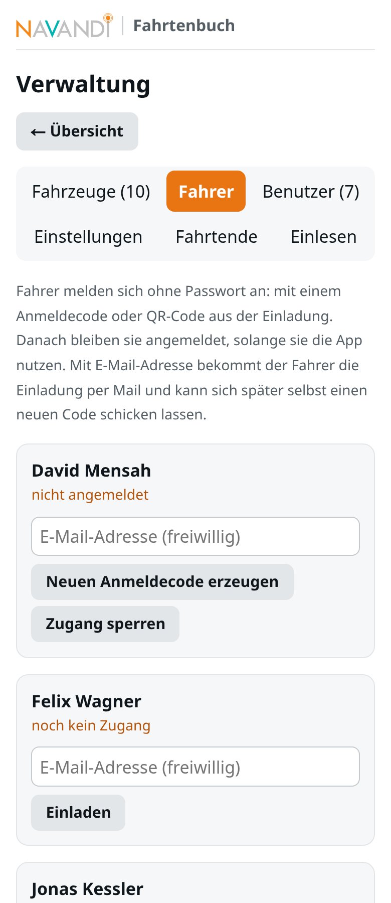 Verwaltung, Reiter Fahrer