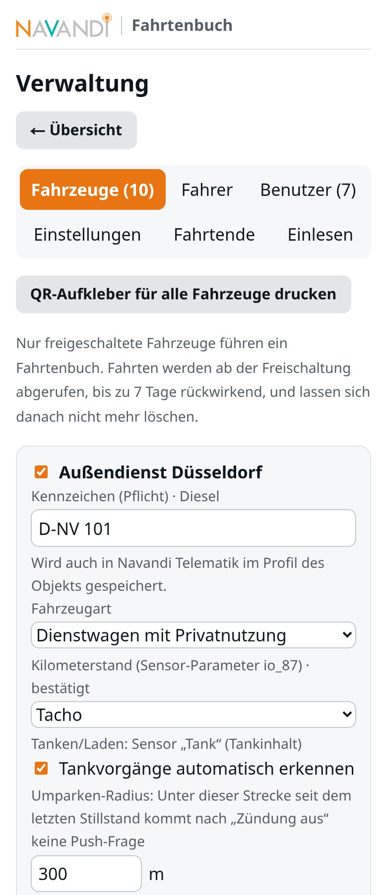 Verwaltung, Reiter Fahrzeuge
