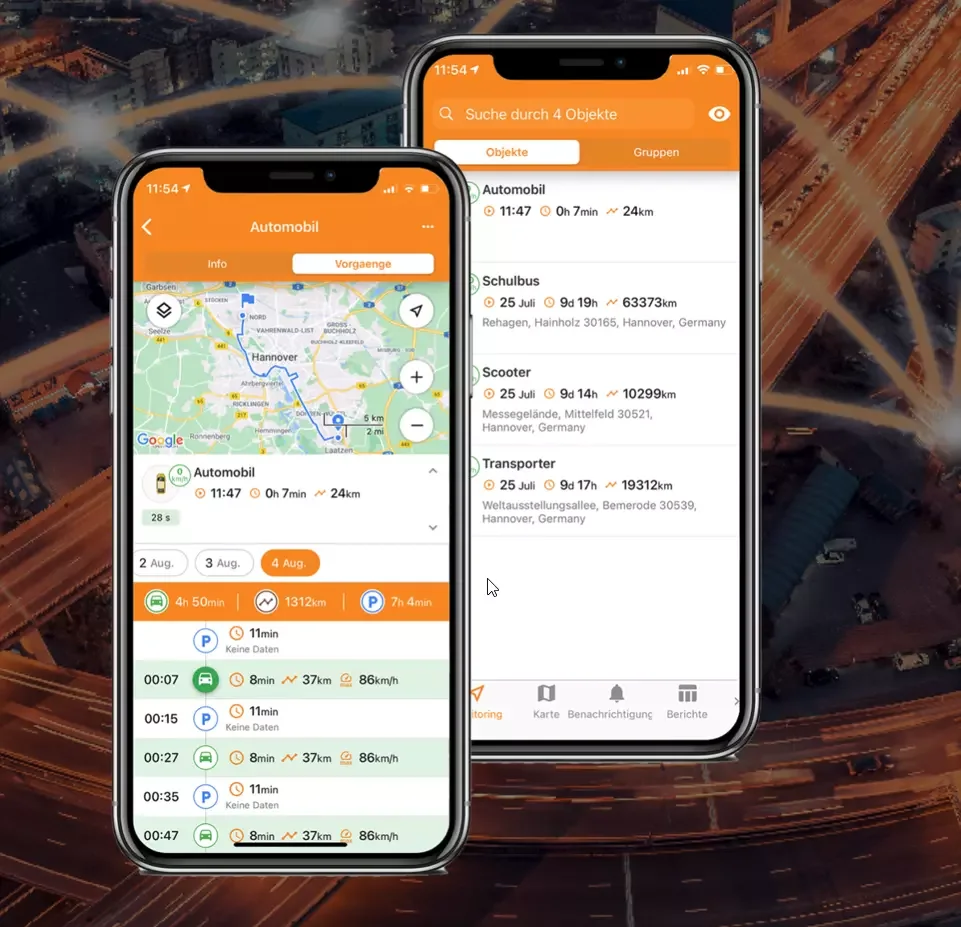 NAVANDi Telematik App auf dem Smartphone
